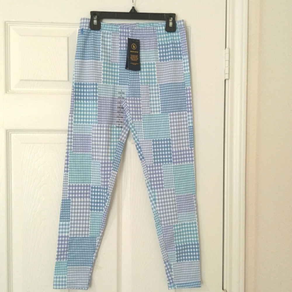 New Polo Ralph Lauren girls Multicolor Elastic Waist Gingham  leggings